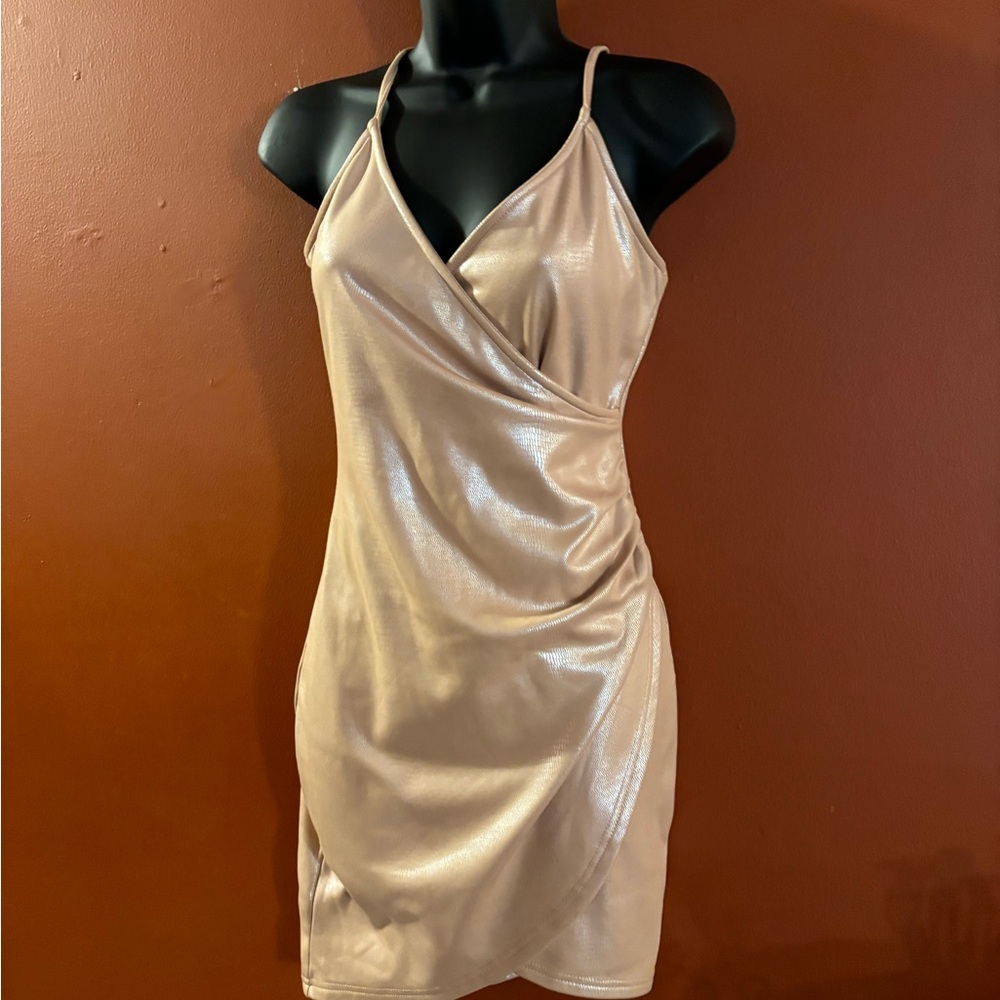 Elegant Tan super sexy short dress